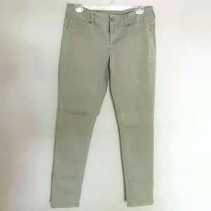 Women's army green skinny jeans